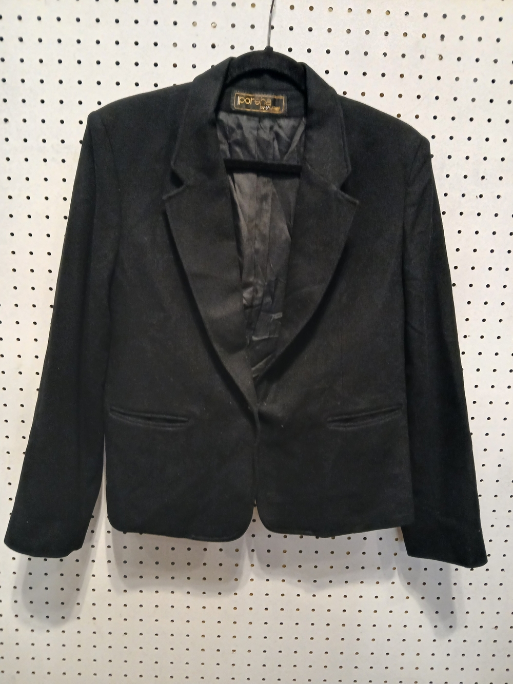 Vintage Porsha By Winer Black Wool Single-Button Blazer Jacket View 6